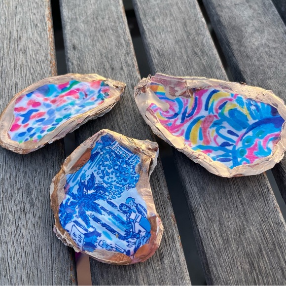 Accents | Set Of Three Lilly Pulitzer Inspired Oyster Shells | Poshmark